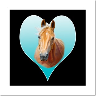 Palomino Horse on Turquoise Heart Posters and Art